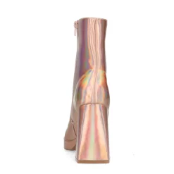 Roze Metallic Enkellaarsjes Met Hak^Sacha New