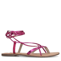 Roze Metallic Leren Sandalen^Sacha Best
