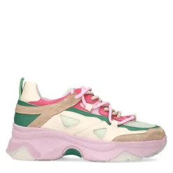 Roze Sneakers Met Beige En Groene Details^Sacha Discount