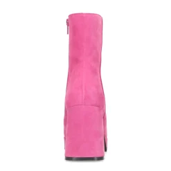 Roze Suede Enkellaarsjes Met Blokhak^Sacha Hot