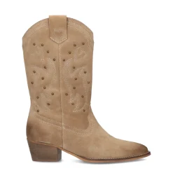 Taupe Cowboy Enkellaarsjes Met Studs^Sacha Cheap