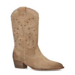 Taupe Cowboy Enkellaarsjes Met Studs^Sacha Cheap
