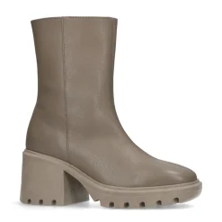 Taupe Leren Boots Met Chunky Hak^Sacha Outlet