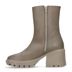 Taupe Leren Boots Met Chunky Hak^Sacha Outlet
