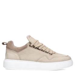 Taupe Nubuck Sneaker Met Witte Zool^Sacha Sale