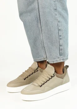 Taupe Nubuck Sneaker Met Witte Zool^Sacha Sale