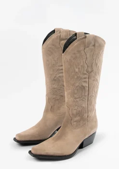 Taupe Suede Cowboylaarzen^Sacha Clearance