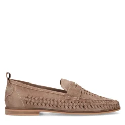 Taupe Suede Gevlochten Loafers^Sacha Clearance