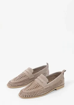 Taupe Suede Gevlochten Loafers^Sacha Clearance