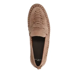 Taupe Suede Gevlochten Loafers^Sacha Clearance