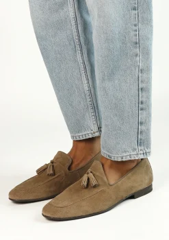 Taupe Suede Loafers Met Kwastjes^Sacha Flash Sale