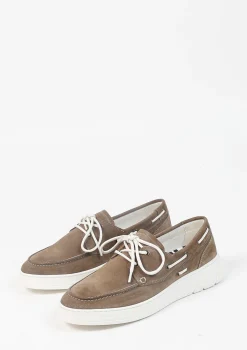 Taupe Suede Veterschoenen^Sacha Discount