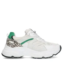Witte Chunky Dot Sneakers Met Groene Details^Sacha Discount