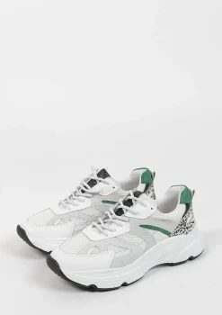 Witte Chunky Dot Sneakers Met Groene Details^Sacha Discount