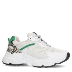 Witte Chunky Dot Sneakers Met Groene Details^Sacha Discount