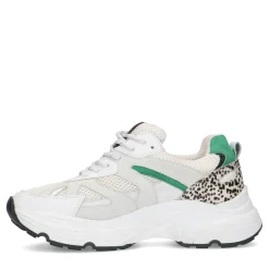 Witte Chunky Dot Sneakers Met Groene Details^Sacha Discount