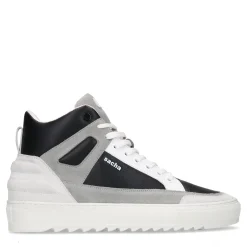 Witte Leren Hoge Sneakers Met Suede Details^Sacha Fashion