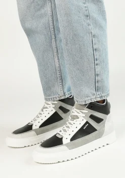 Witte Leren Hoge Sneakers Met Suede Details^Sacha Fashion