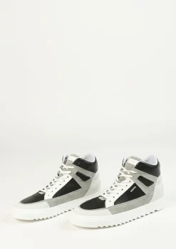 Witte Leren Hoge Sneakers Met Suede Details^Sacha Fashion