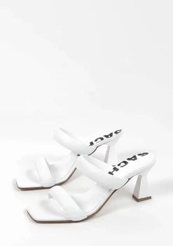 Witte Leren Muiltjes Met Trechterhak^Sacha Hot