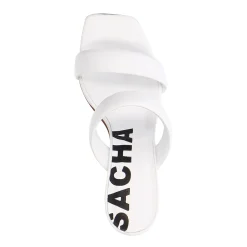 Witte Leren Muiltjes Met Trechterhak^Sacha Hot