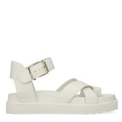 Witte Leren Plateau Sandalen^Sacha Outlet