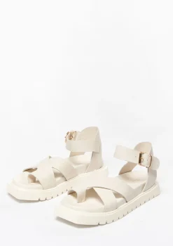 Witte Leren Plateau Sandalen^Sacha Outlet