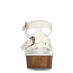 Witte Leren Sandalen Met Plateau Hak^Sacha New