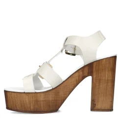 Witte Leren Sandalen Met Plateau Hak^Sacha New