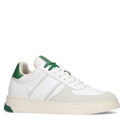 Witte Leren Sneakers Met Groene Details^Sacha Clearance
