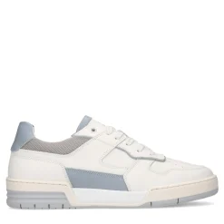 Witte Leren Sneakers Met Blauwe Details^Sacha Sale