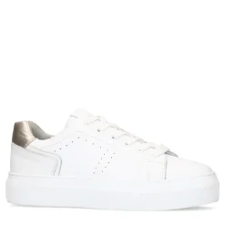 Witte Leren Sneakers Met Goudkleurig Detail^Sacha Cheap