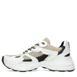 Witte Marathon Sneakers Met Zwarte Glitter Details^Sacha Fashion