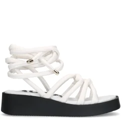 Witte Plateau Sandalen Met Strikveters^Sacha Discount