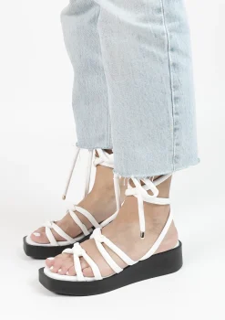 Witte Plateau Sandalen Met Strikveters^Sacha Discount