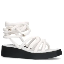 Witte Plateau Sandalen Met Strikveters^Sacha Discount