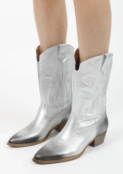 Zilveren Leren Cowboy Laarzen^Sacha Flash Sale