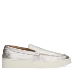 Zilveren Leren Loafers Met Plateau Zool^Sacha Fashion