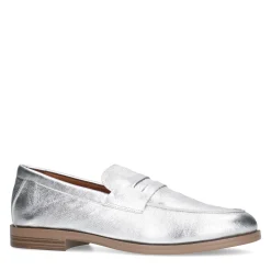 Zilveren Leren Penny Loafers^Sacha Shop