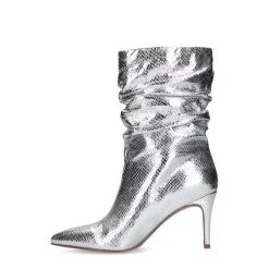 Zilveren Metallic Enkellaarsjes Met Naaldhak^Sacha Best