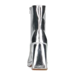 Zilveren Metallic Enkellaarsjes Met Hak^Sacha Store