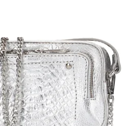 Zilveren Metallic Leren Crossbody Tas^Sacha Shop