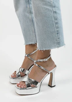 Zilveren Metallic Platform Sandalen Met Hak^Sacha Fashion