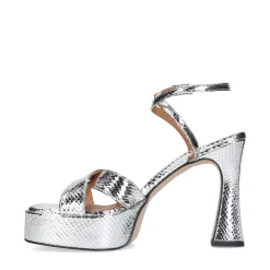 Zilveren Metallic Platform Sandalen Met Hak^Sacha Fashion