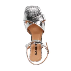 Zilveren Metallic Platform Sandalen Met Hak^Sacha Fashion