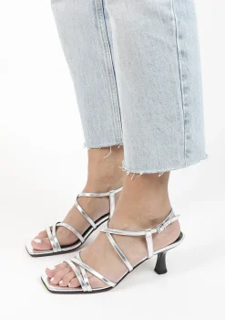 Zilveren Metallic Sandalen Met Trechterhak^Sacha Outlet