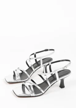 Zilveren Metallic Sandalen Met Trechterhak^Sacha Outlet