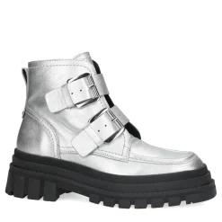 Zilverkleurige Biker Boots Met Gespen^Sacha Fashion