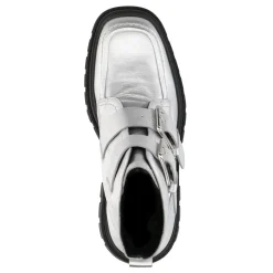 Zilverkleurige Biker Boots Met Gespen^Sacha Fashion