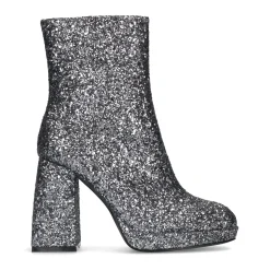 Zilverkleurige Glitter Enkelboots Met Hak^Sacha New